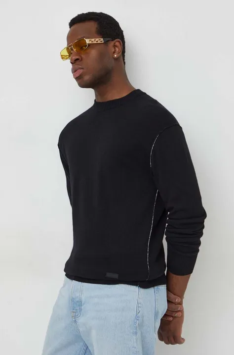 Pulover s dodatkom vune Calvin Klein za muškarce, boja: crna, lagani