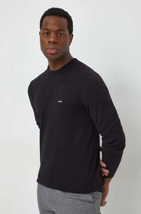 Pulover s dodatkom svile Calvin Klein boja: crna, lagani