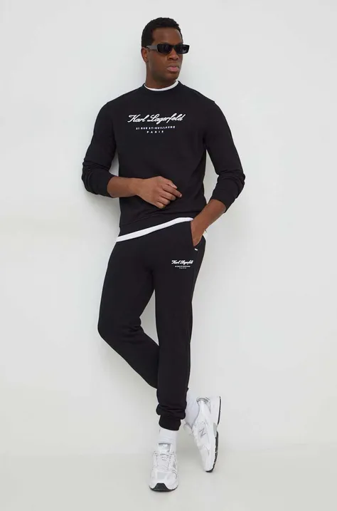 Mikina Karl Lagerfeld pánska, čierna farba, s nášivkou, 541900.705408