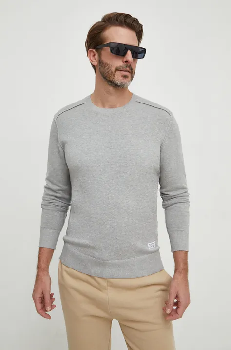 Памучен пуловер Pepe Jeans в сиво от лека материя