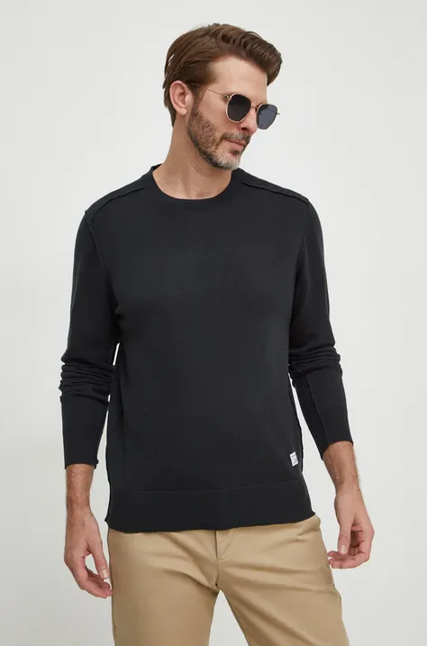 Bavlnený sveter Pepe Jeans MOE čierna farba, tenký, PM702400