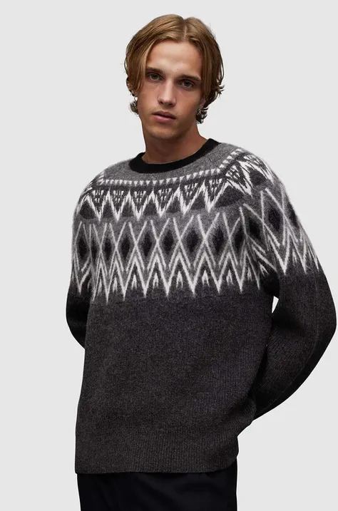 Vuneni pulover AllSaints Aces boja: crna, topli