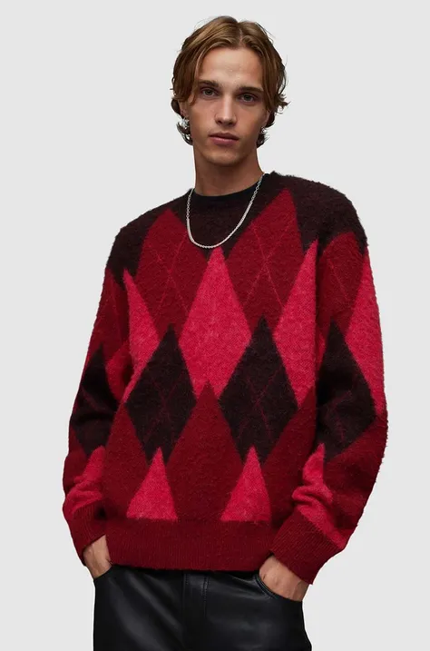 Шерстяной свитер AllSaints Harley мужской цвет красный тёплый