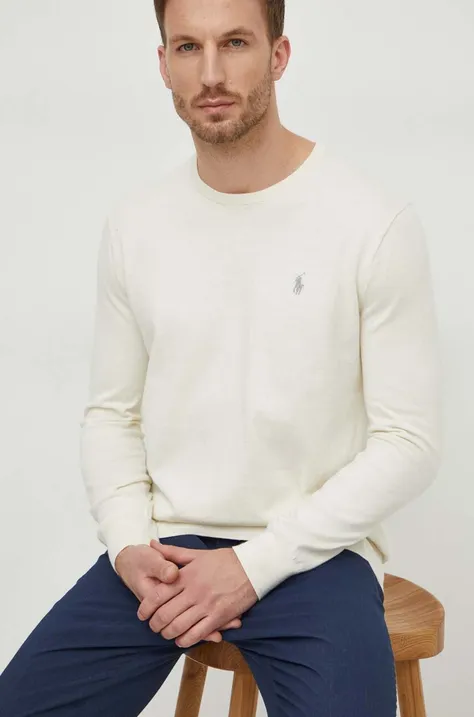 Βαμβακερό πουλόβερ Polo Ralph Lauren χρώμα: μπεζ