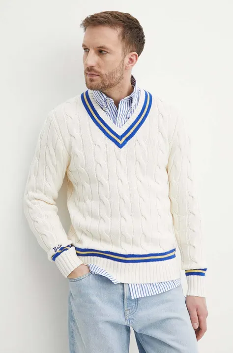 Bavlnený sveter Polo Ralph Lauren béžová farba, 710934013