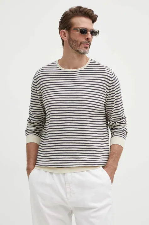 Льняний светр Pepe Jeans MYSTIC колір бежевий легкий півгольф PM702423