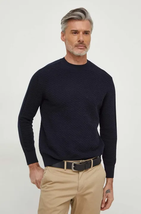 Хлопковый свитер Armani Exchange цвет синий лёгкий