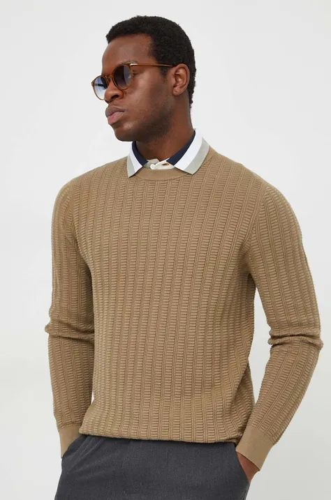 Bavlnený sveter Barbour béžová farba, MKN1563