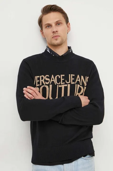 Versace Jeans Couture pulóver kasmír keverékből könnyű, fekete, 76GAFM01 CM06H