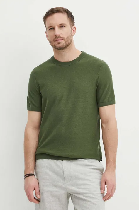 Majica kratkih rukava BOSS za muškarce, boja: zelena, bez uzorka, 50511762