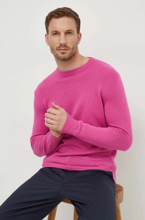 United Colors of Benetton sweter z domieszką wełny męski kolor różowy lekki