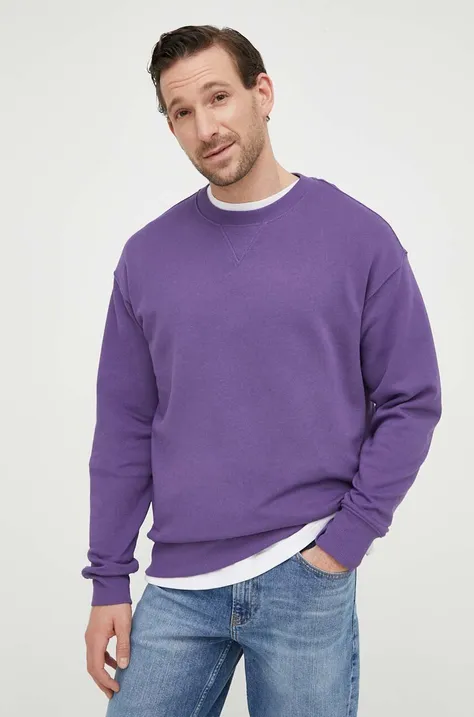 United Colors of Benetton bluza bawełniana męska kolor fioletowy gładka