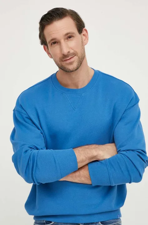 United Colors of Benetton bluza bawełniana męska kolor niebieski gładka