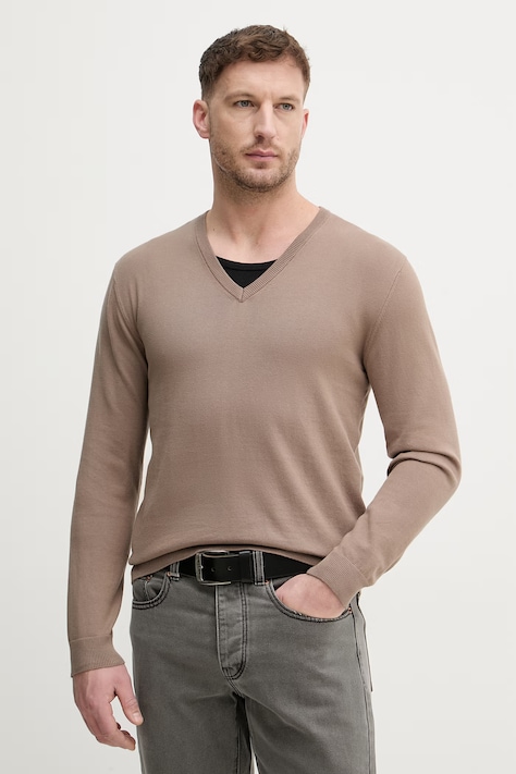 United Colors of Benetton sweter męski bawełniany brązowy 1098U4486