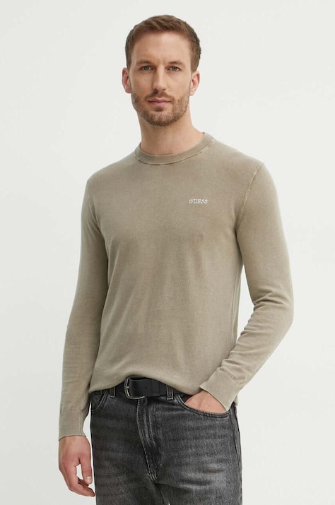 Guess pulover din amestec de mătase CHESLEY culoarea albastru marin, light, M4GR06 Z3DN1