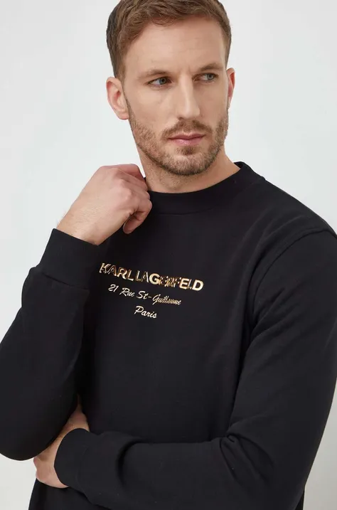 Karl Lagerfeld bluza męska kolor czarny z aplikacją
