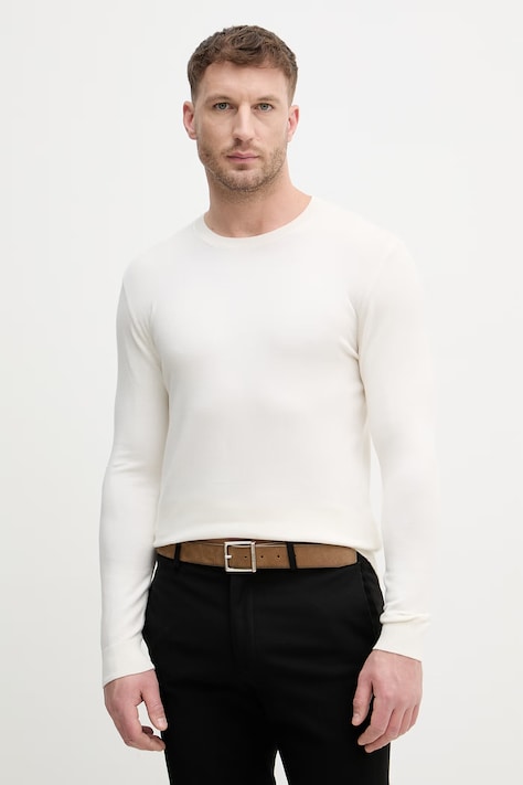 Sisley πουλόβερ Ανδρικό με βαμβάκι μπεζ 10F2S1C78