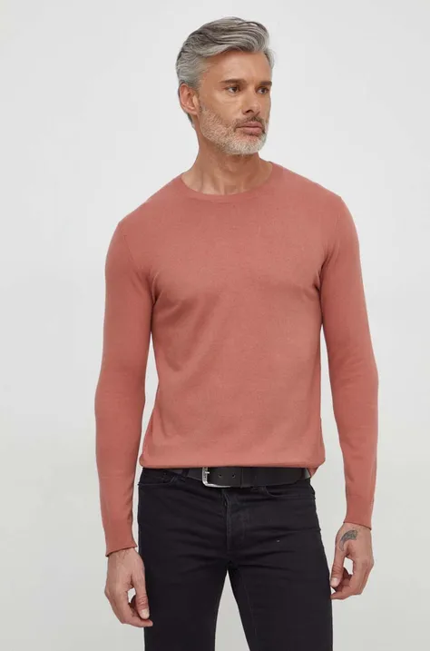 Pulover Sisley za muškarce, boja: ružičasta, lagani