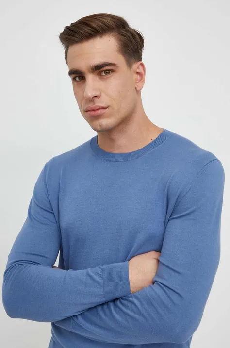 Пуловер Sisley мъжки в синьо от лека материя