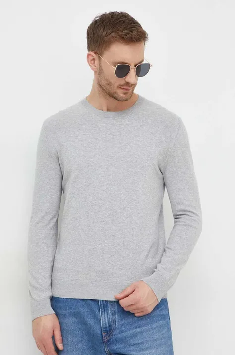 Пуловер Sisley мъжки в сиво от лека материя
