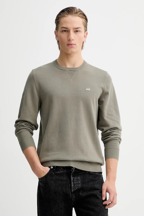 Svetr Levi's pánský, zelená barva, lehký, s golfem
