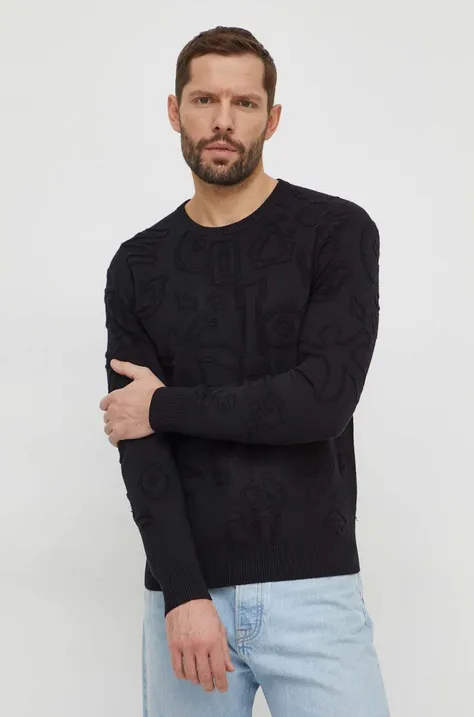 Пуловер Desigual PUNK мъжки в черно