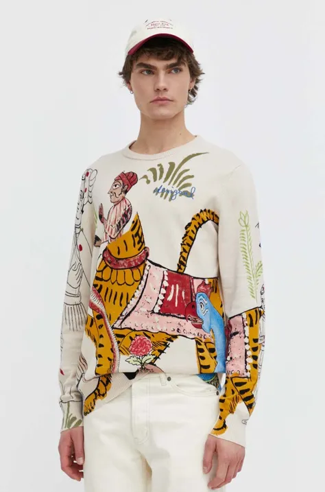 Хлопковый свитер Desigual цвет бежевый лёгкий