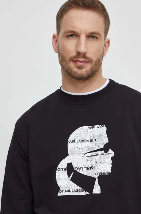 Karl Lagerfeld bluza bawełniana męska kolor czarny z nadrukiem