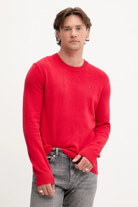 Хлопковый свитер Tommy Jeans цвет бордовый  DM0DM18895
