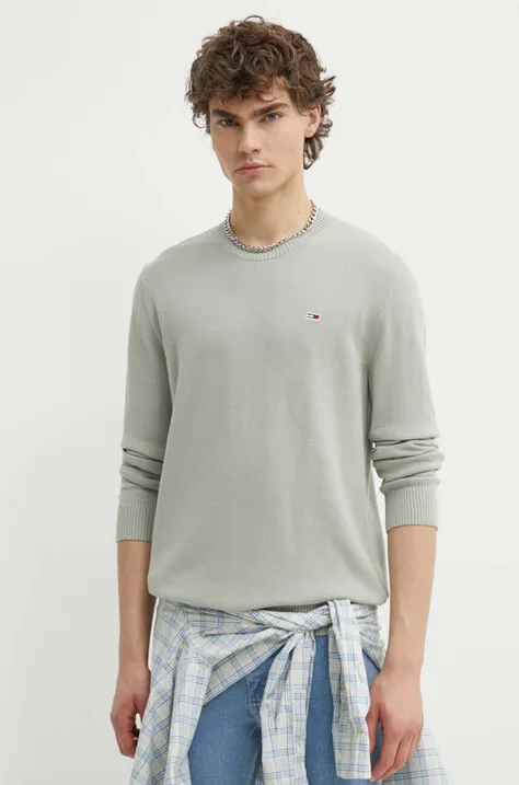 Pamučni pulover Tommy Jeans boja: siva
