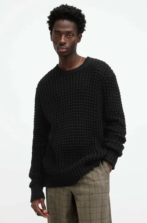 Памучен пуловер AllSaints ILLUND в черно от топла материя
