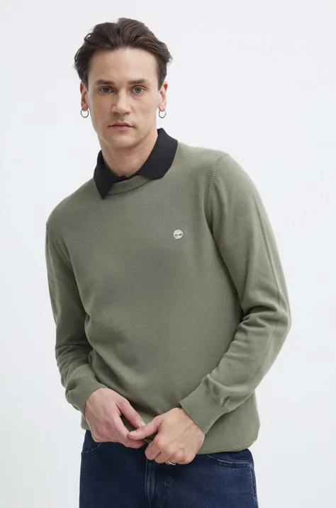 Bombažen pulover Timberland zelena barva, TB0A2BMM5901
