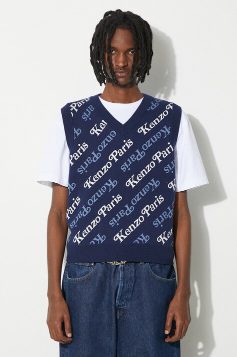 Vesta s příměsí vlny Kenzo by Verdy Vest tmavomodrá barva, FE55PU4583CB.77