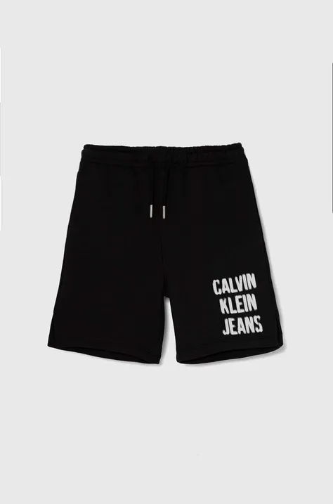 Otroške kratke hlače Calvin Klein Jeans črna barva