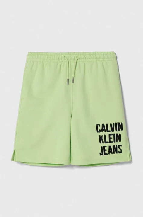 Calvin Klein Jeans pantaloni scurti copii culoarea verde, talie reglabila