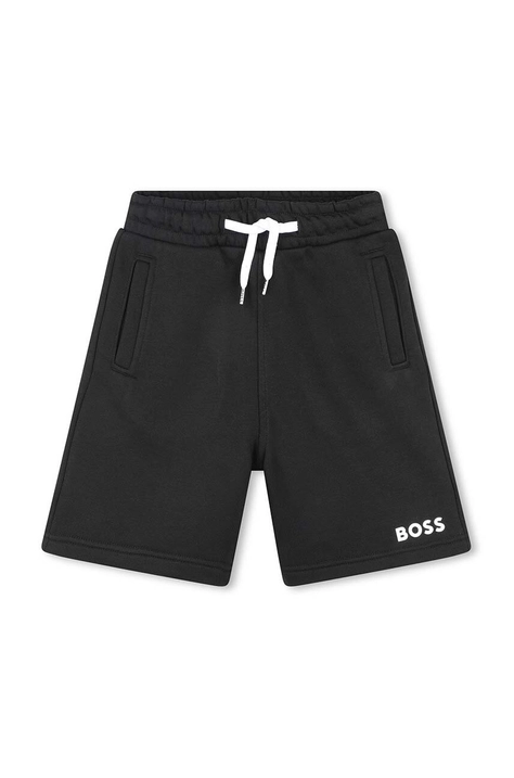 BOSS pantaloni scurti copii culoarea negru, talie reglabila