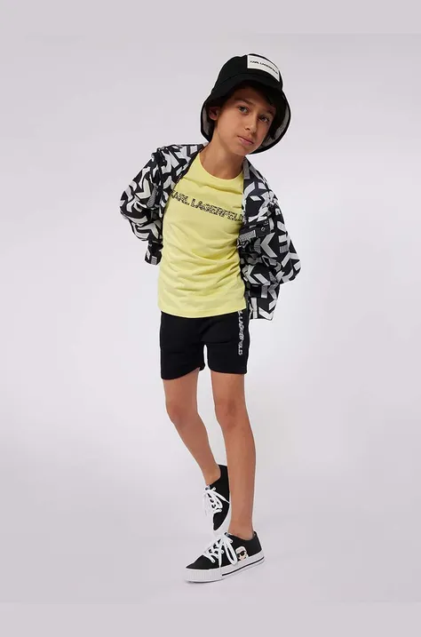 Detské krátke nohavice Karl Lagerfeld čierna farba, nastaviteľný pás