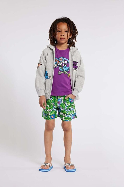 Dětské bavlněné šortky Kenzo Kids tyrkysová barva