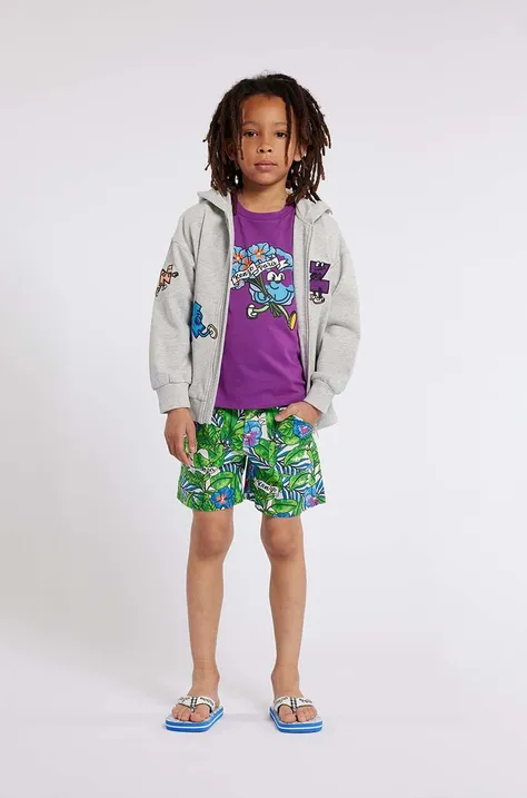 Otroške bombažne kratke hlače Kenzo Kids turkizna barva