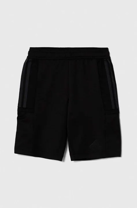 Detské krátke nohavice adidas čierna farba, nastaviteľný pás