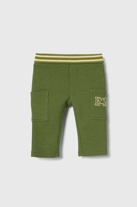 Emporio Armani pantaloni din bumbac pentru bebeluși culoarea verde, modelator