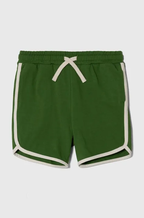 Детские хлопковые шорты United Colors of Benetton цвет зелёный регулируемая талия