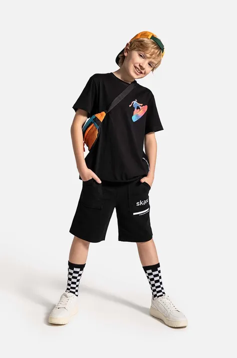 Детские хлопковые шорты Coccodrillo цвет чёрный регулируемая талия