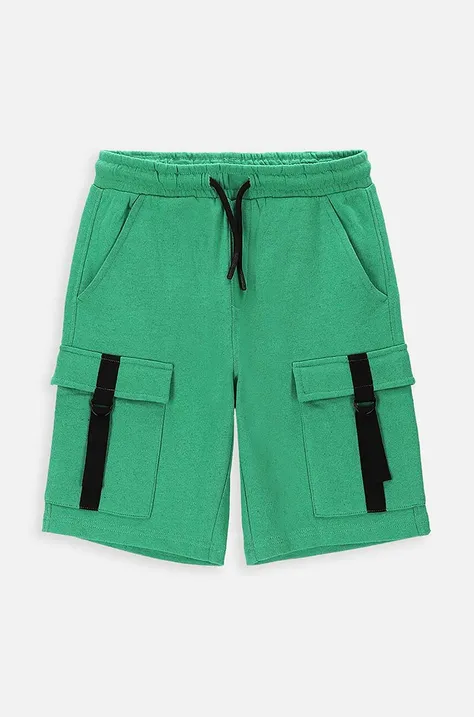 Detské bavlnené šortky Coccodrillo zelená farba, nastaviteľný pás