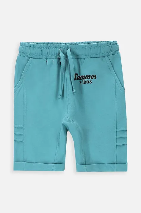 Otroške bombažne kratke hlače Coccodrillo turkizna barva