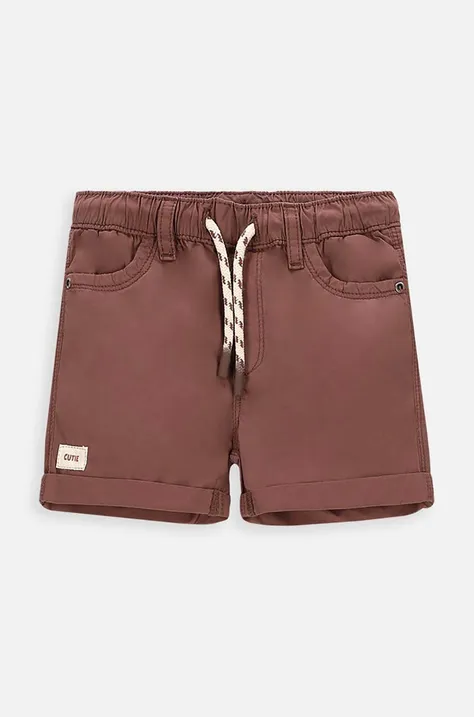 Kratke pamučne hlače za bebe Coccodrillo boja: smeđa
