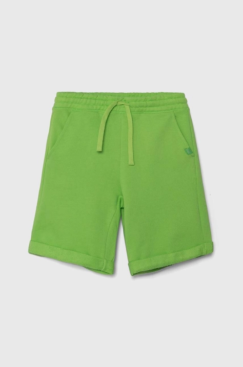 United Colors of Benetton pantaloni scurți din bumbac pentru copii culoarea verde, talie reglabila