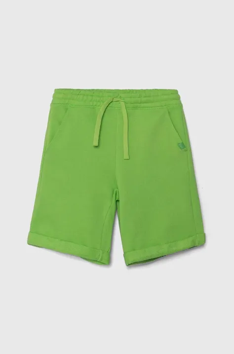 Otroške bombažne kratke hlače United Colors of Benetton zelena barva