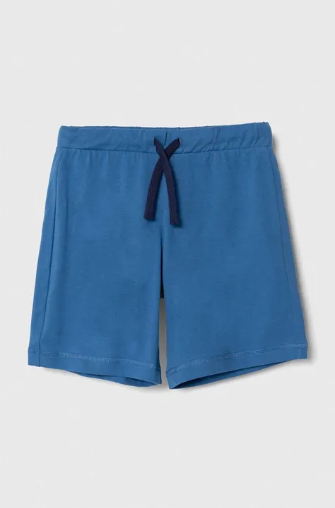 Детски памучен къс панталон United Colors of Benetton в синьо с регулируема талия