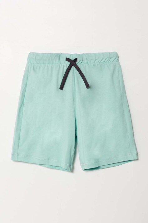 United Colors of Benetton szorty bawełniane dziecięce kolor turkusowy regulowana talia